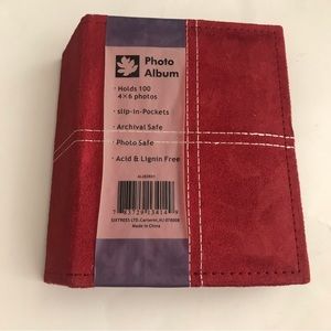 New Red Suede White Piping Photo Album 4 x 6 Pictures 100 Slip In Pockets
